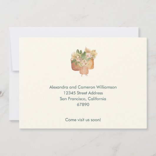 Boho水彩植物が新しいホームアドレスを移動 案内状 (裏面)