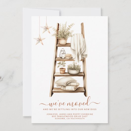 Boho水彩植物棚移動 案内状 (正面)