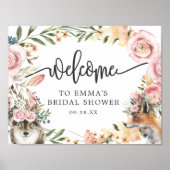 Boho水彩秋のフローラシャワーウェルカム ポスター (正面)