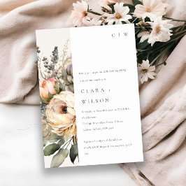 Boho水彩秋のフローラバンチカップルのシャワー 招待状