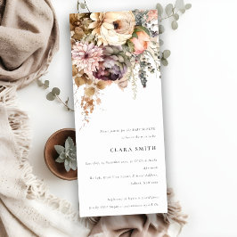 Boho水彩秋のフローラバンチ赤ちゃんシャワー 招待状