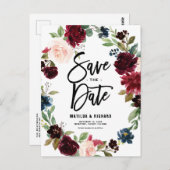 Boho水彩秋のフローラリース保存日 ポストカード (正面/裏面)