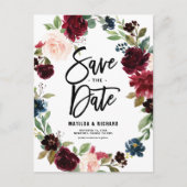 Boho水彩秋のフローラリース保存日 ポストカード (正面)