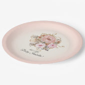 BOHO水彩秋フローラ赤面ベビーガールシャワー ペーパープレート (アングル)