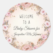 BOHO水彩秋フローラ赤面ベビーガールシャワー ラウンドシール (正面)