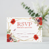 Boho水彩秋花花結婚式RSVPカード 出欠カード (スタンド正面)