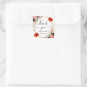 Boho水彩秋花金ゴールドフレーム結婚ズ スクエアシール (バッグ)