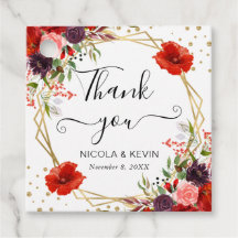 Boho水彩秋花金ゴールドフレーム結婚ズ