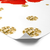 Boho水彩秋花金ゴールドフレーム結婚ズ ポスター (角)