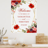 Boho水彩秋花金ゴールドフレーム結婚ズ ポスター (キッチン)