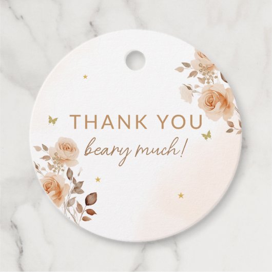 boho水彩色テディベアの赤ちゃんシャワー フェイバータグ (正面)