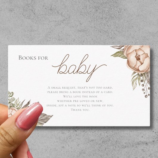 Boho水彩色フローラ本（赤ちゃんシャワー用） エンクロージャーカード