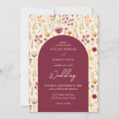 Boho水彩花アイボリー黄色の野生の花 招待状 (正面)