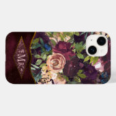 Boho水彩花模様 – Burgundy Monogram Case-Mate iPhoneケース (裏面 (横))