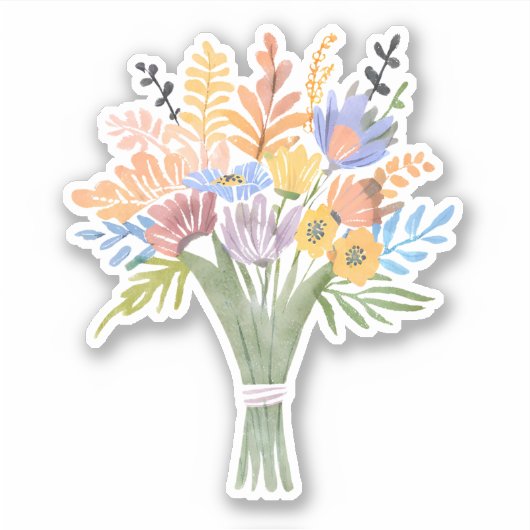 Boho水彩花花花束防水 シール (正面)