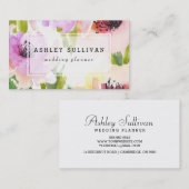 Boho水彩花 |フローラ名刺 名刺 (正面/裏面)