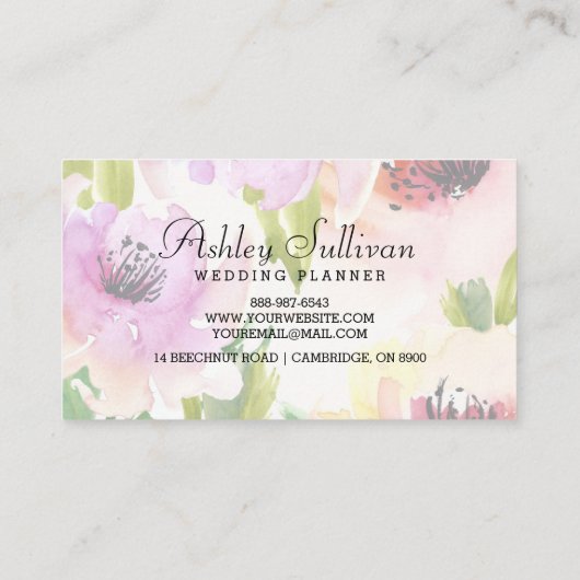 Boho水彩花 |フローラ名刺II 名刺 (裏面)