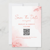 Boho水彩葉テラコッタQRコード結婚ズ セーブザデート (正面)