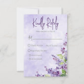 Boho水彩薄紫結婚の花 出欠カード (正面)