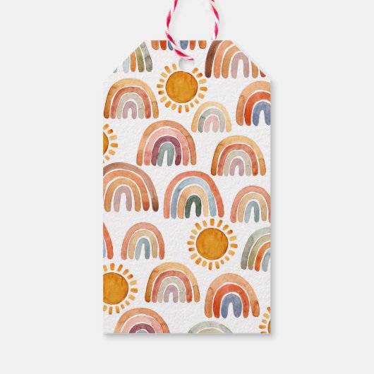 Boho水彩虹の赤ちゃんシャワーありがとう ギフトタグ (裏面)