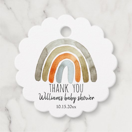 Boho水彩虹の赤ちゃんシャワーありがとう フェイバータグ (正面)
