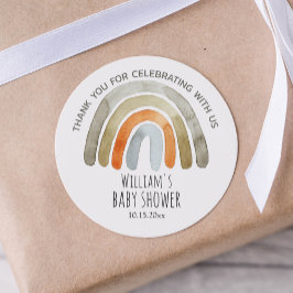 Boho水彩虹の赤ちゃんシャワーありがとう ラウンドシール