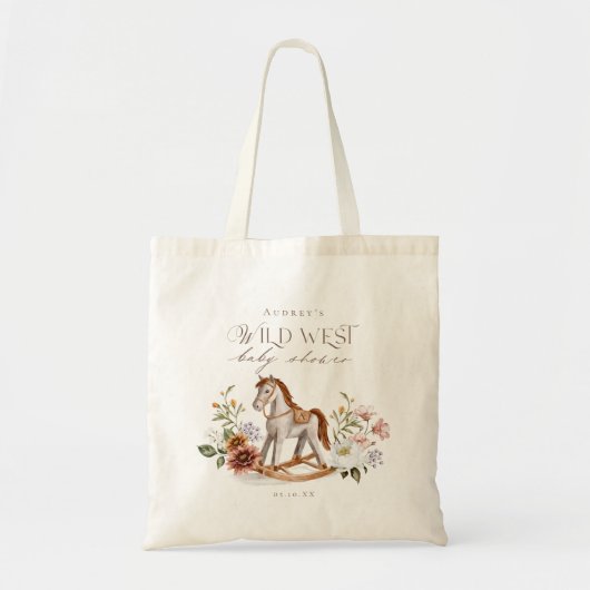 Boho水彩西ロッキングホース赤ちゃんシャワー トートバッグ (正面)