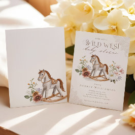 Boho水彩西ロッキングホース赤ちゃんシャワー 招待状