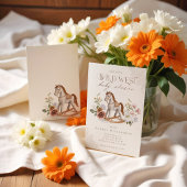 Boho水彩西ロッキングホース赤ちゃんシャワー 招待状