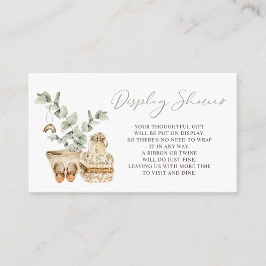 Boho水彩赤ちゃんシャワーギフト表示シャワー エンクロージャーカード (正面)