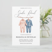 Boho水彩赤ちゃん服ジェンダーが明らかにする 招待状 (スタンド正面)