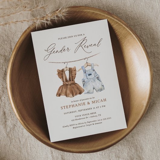 Boho水彩赤ちゃん服ジェンダーが明らかにする 招待状