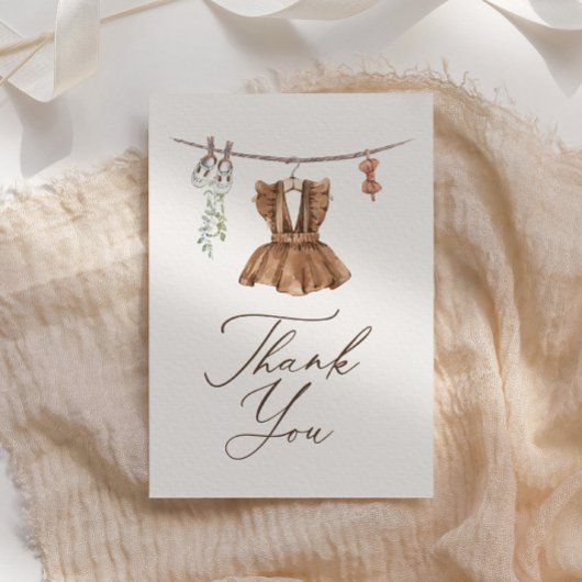 Boho水彩赤ちゃん服女の子の赤ちゃんシャワー サンキューカード