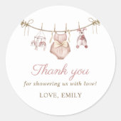 Boho水彩赤ちゃん服女の子の赤ちゃんシャワー ラウンドシール (正面)