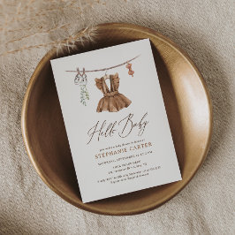 Boho水彩赤ちゃん服女の子の赤ちゃんシャワー 招待状