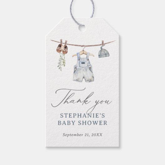 Boho水彩赤ちゃん服Boy赤ちゃんシャワー ギフトタグ (正面)