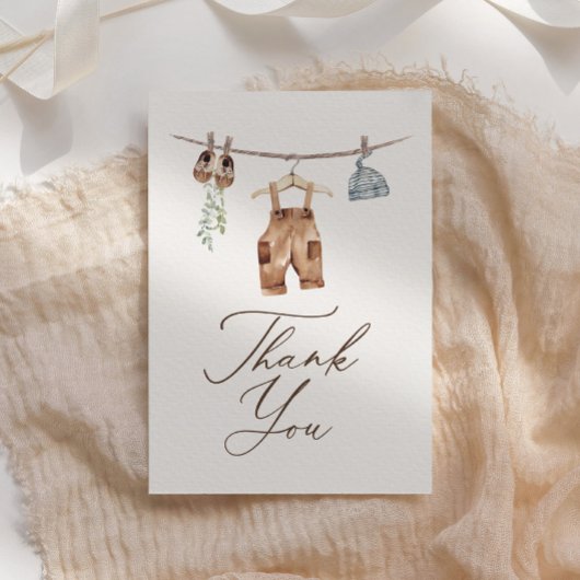 Boho水彩赤ちゃん服Boy赤ちゃんシャワー サンキューカード