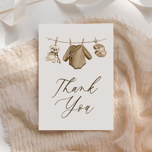 Boho水彩赤ちゃん服Boy赤ちゃんシャワー サンキューカード