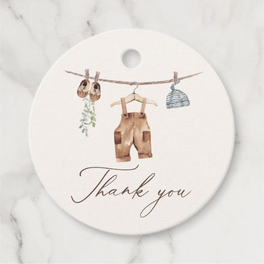 Boho水彩赤ちゃん服Boy赤ちゃんシャワー フェイバータグ (正面)