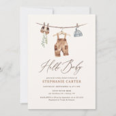 Boho水彩赤ちゃん服Boy赤ちゃんシャワー 招待状 (正面)