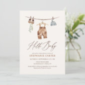 Boho水彩赤ちゃん服Boy赤ちゃんシャワー 招待状 (スタンド正面)