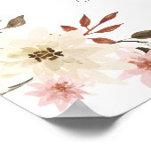 BOHO水彩赤面ピンクフローラガールベビーシャワー ポスター (角)