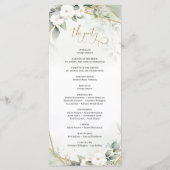 Boho水彩金ゴールドフレーム緑と白バラ プログラム (裏面)