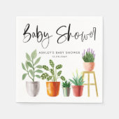 Boho水彩鉢植え鉢植え赤ちゃんシャワー スタンダードカクテルナプキン (正面)