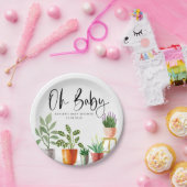 Boho水彩鉢植え鉢植え赤ちゃんシャワー ペーパープレート (パーティー)