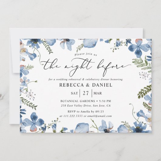 Boho水色の夜リハーサルディナー前 招待状 (正面)
