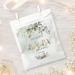 Boho水色の緑の金ゴールド文字ベビーシャワー フェイバーバッグ