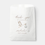 Boho水色ストーク赤ちゃんシャワーありがとう フェイバーバッグ (正面)