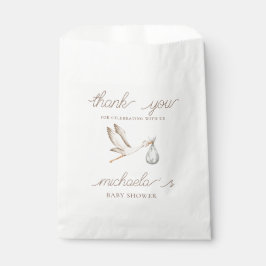 Boho水色ストーク赤ちゃんシャワーありがとう フェイバーバッグ
