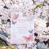 Boho水色バタフライキス女の子ベビーシャワー 招待状